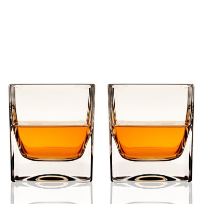 Viski 10oz Clear Crystal Square Rocks Glass Set