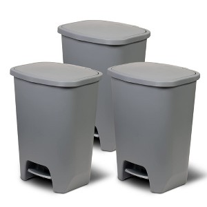 Glad Kitchen Trash Can with Lid and Garbage Bag Rings, 20 Gal, Grey, 3 Pack - 1 of 1
