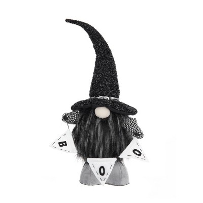 FURNIinspire Decorative Objects Fabric Gnome With Banner, Cute Doll Decor, Indoor Living Room Decorations For Holiday Party, Black, 4"*6"*20"