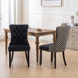SET OF 2 Classic Velvet Dining Chairs, High-end Tufted Solid Wood Contemporary Velvet Upholstered Dining Chair with Wood Legs Nailhead - 1 of 4
