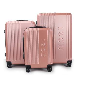 IZOD Zane Expandable ABS Hard shell Lightweight 360 Dual Spinning Wheels Combo Lock 3 Piece Luggage Set