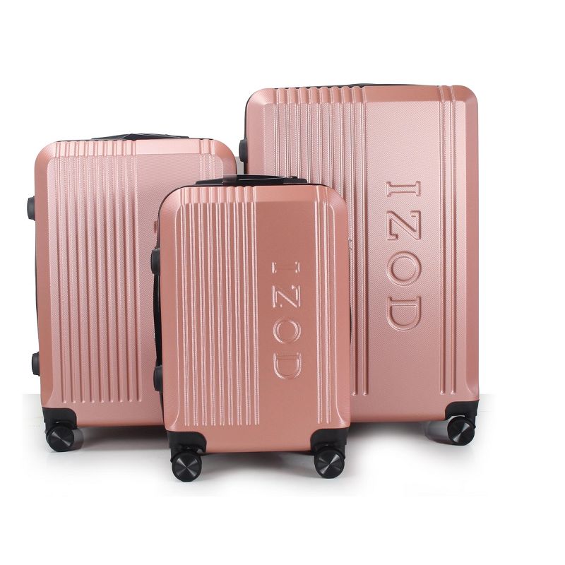IZOD Zane Expandable ABS Hard shell Lightweight 360 Dual Spinning Wheels Combo Lock 3 Piece Luggage Set, 1 of 11