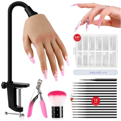 SAVILAND Pro-Grade Silicone Mannequin Kit - Super-Elastic Training Hand with 25+ Tips & Essential Tools for Studio/Home Use.