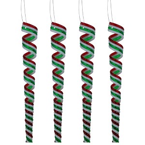 Northlight Pack of 4 Red, White and Green Candy Curls Christmas Ornaments 7" - 1 of 4