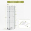 Syemin Decorative Storage Cabinets 4 Tier Glass Display Cabinet, Glass Cabinet with Wheels, Floor Standing Storage Cabinet, White, 15.8"*14.2"*62.3" - 3 of 4