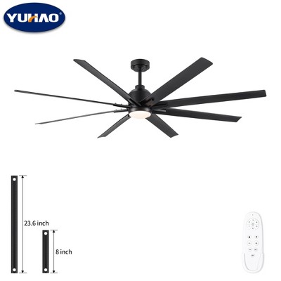 YUHAO 84 in. Indoor Industrial Aluminum Blades Reversible DC Motor Ceiling Fan with Light and Remote Control