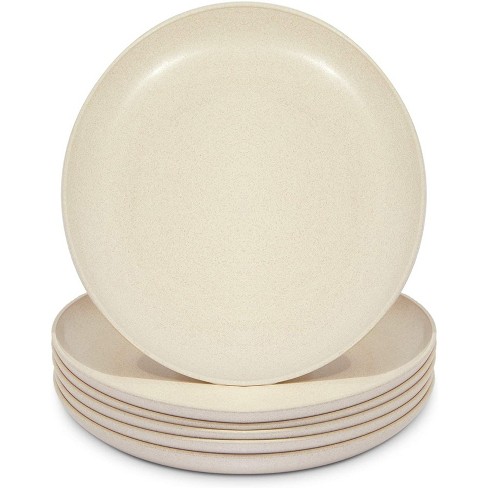 4 Pack Unbreakable Divided Plates, 6 Compartments Wheat Straw