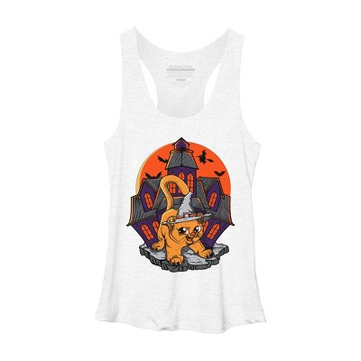 Women's Design By Humans Halloween Cat By SummitStore Racerback Tank Top