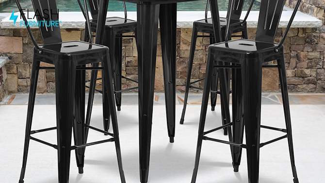 Flash Furniture Commercial Grade 30" Round Metal Indoor-Outdoor Bar Table Set with 4 Cafe Stools, 2 of 6, play video