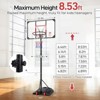 Metal Basketball System, Adjustable Height 77 in-102 in (6.46 ft-8.53 ft) Portable Impact Basketball Outdoor Basketball Frames with 33in Basketball - 3 of 4