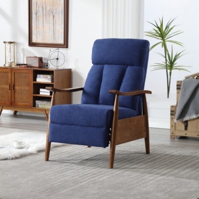 Blue Wood Frame Armchair, Modern Accent Chair Lounge Chair for Living Room