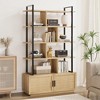 5 Tier Rattan Bookshelf with Storage Cabinet & Door, 71.1 Inch Tall Industrial Book Shelf with Open Display Shelves - 4 of 4