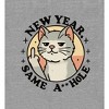 New Year Same A**hole Cat With Middle Finger Adult Long Sleeve Hoodie - 2 of 2