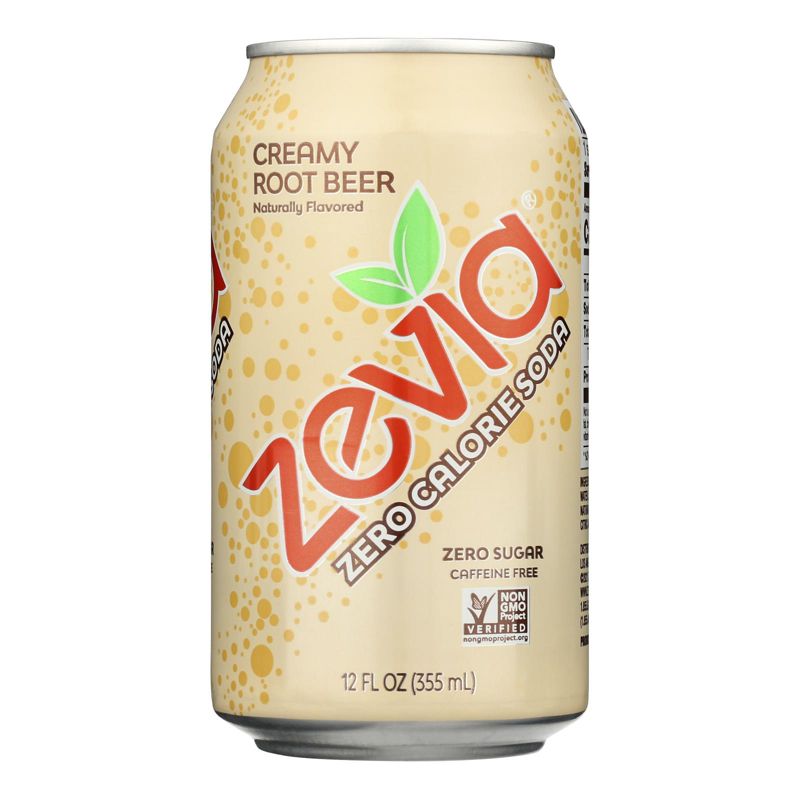 Zevia Creamy Root Beer Zero Calorie Soda - Case of 4/6 pack, 12 oz, 2 of 5