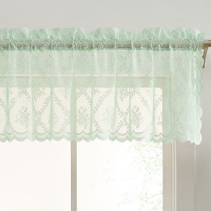 HLC.ME Isabella Floral Rod Pocket Lace Sheer Short Valance for Small Windows, Kitchen and Bathroom - 54 W x 18 L - 1 of 4