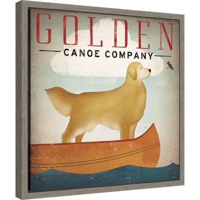 Golden Dog Canoe Company Framed Canvas Print in Graywash