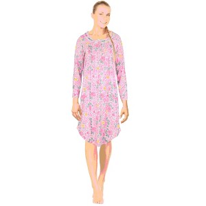 JEFFRICO Womens Long Sleeve Nightgowns Sleepwear Soft Pajama Dress Nightshirts - 1 of 4