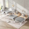 Metal Triple Bunk Bed, Twin over Twin & Twin, Detachable with Guardrails and Shelf, Beds for 3 -- Frevyn - 3 of 4