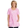 Collections Etc Seersucker Checkered Pattern Snap Front Top with Pockets, Lightweight Short-Sleeve Scoop Neckline Shirt - 4 of 4