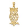 Black Bow Jewelry 14k Yellow Gold and White Rhodium Two Tone Owl Pendant, 11 x 27mm - 3 of 4