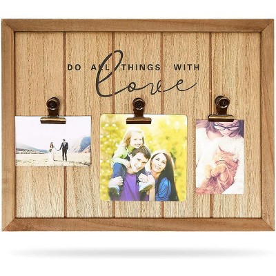 Farmlyn Creek Wall Mounted Wooden Picture Frame "Do All Things With Love" for 3 x 4 Photos (12.5 x 9.8 x 0.5)