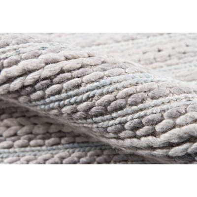 Handmade Light Gray Wool and Viscose Striped Accent Rug 2' x 3'