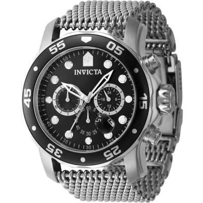 Invicta 47236 Men's Pro Diver Chronograph Black Dial Steel Watch