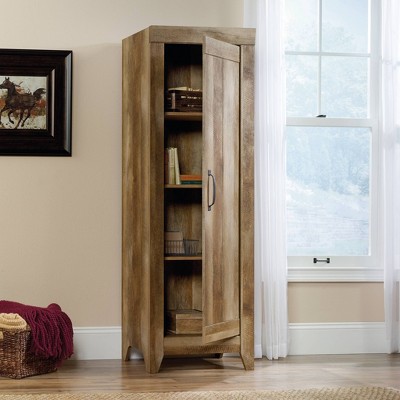 Craftsman Oak Tall Freestanding Storage Cabinet with Adjustable Shelves