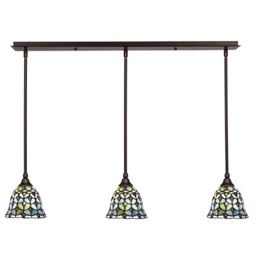 Toltec Lighting Any 3 - Light Chandelier in  Dark Granite with 7" Crescent Art Glass Shade