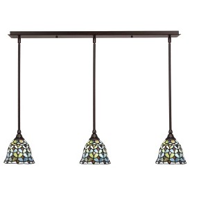 Toltec Lighting Any 3 - Light Chandelier in  Dark Granite with 7" Crescent Art Glass Shade - 1 of 1