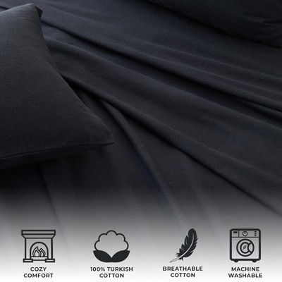 Black Full Size Cotton Flannel Sheet Set