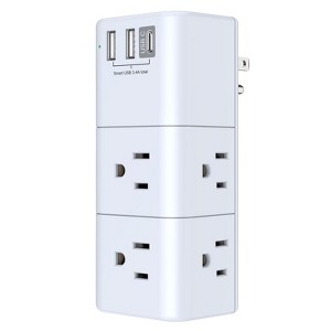 Itopfox USB Outlet Extender with Surge Protection, Rotating Plug, 3-Sided Power Strip, 6 AC Outlets & 3 USB Ports (1 USB C) for Home, Office, Travel - 1 of 4