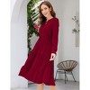 Women's Fall Long Sleeve Dresses Casual Boho Ruffle Neck Tiered A Line Flowy Wedding Guest Midi Dress - 4 of 4