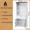 Garvee 6-Tire Farmhouse Bookshelf with Doors, Storage Cabinet Bookcase with Drawer and Adjustable Shelves, White - 2 of 4