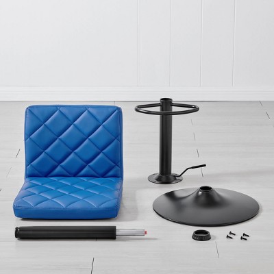 Gray Faux Leather Adjustable Swivel Bar Stool with Chrome Base