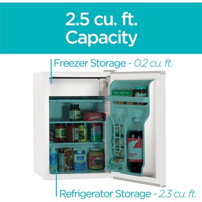 BLACK+DECKER Compact Refrigerator 2.5 Cu. Ft. with True Freezer, White