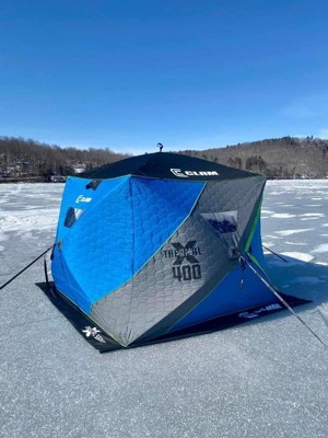 Clam Pop-up Ice Fishing Angler Hub Shelter Tent With Anchor Straps And  Carrying Bag : Target