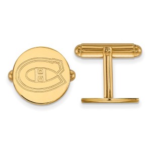 Black Bow Jewelry 14k Yellow Gold Plated Sterling Silver Montreal Canadiens NHL Cuff Links - 1 of 3