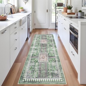 Washable Vintage Rug, Non-Slip Non-Shedding Carpet, Low Pile Floor Covering, Foldable Floral Print Soft Mat for Playroom, Bedroom Living Room - 1 of 4