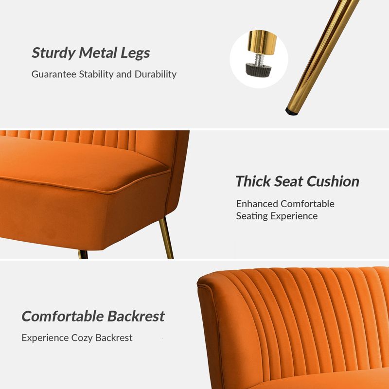 Velvet Nicolas Loveseat Chair Contemporary  2-Seater Sofa for Living Room and Bedroom Tufted Back Loveseat  | Karat Home, 6 of 14