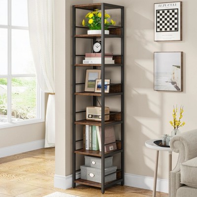 Hommoo 6-Tier Corner Shelf, Narrow Bookshelf Storage Rack