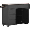 NicBex Kitchen Island on Wheels Rolling Kitchen Cart with 8 hidden Handle Drawers and a Storage Cabinet Simple Style - 3 of 4