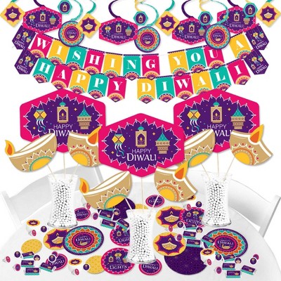 Big Dot of Happiness Happy Diwali - Festival of Lights Party Supplies - Banner Decoration Kit - Fundle Bundle