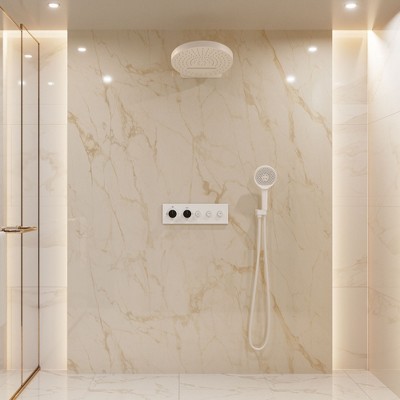 Matte Black Thermostatic Rainfall Shower System with Handheld