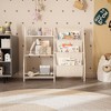 Tinyhomie Kids Bookshelf and Toy Storage Organizer, Montessori Bookcase for Toddler Nursery, Wooden & Fabric Book Shelf with Anti-Tip Safety, White - 3 of 4