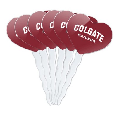 Colgate University Raiders Logo Heart Love Cupcake Picks Toppers Decoration Set of 6