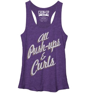 Women's CHIN UP Push-ups and Curls Racerback Tank Top - 1 of 3