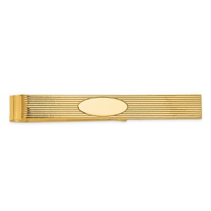 Black Bow Jewelry 14K Yellow Gold Engravable Striped Tie Bar, 6.5 x 50mm - 1 of 4