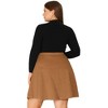 Agnes Orinda Women's Plus Size Corduroy Button Decor Elastic Waist A-Line Skirts - 4 of 4