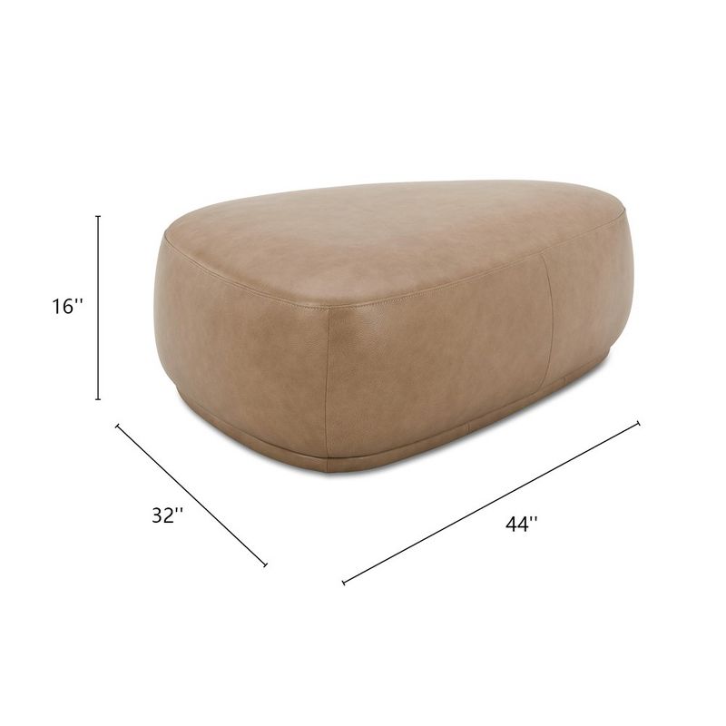 Pebble 44" Rounded Triangle Cocktail Ottoman, Tuscan Tan Brown Top Grain Leather, 5 of 7